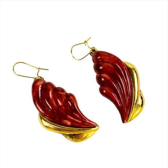 Swirl Shell Coral Earrings - Picture 1 of 10